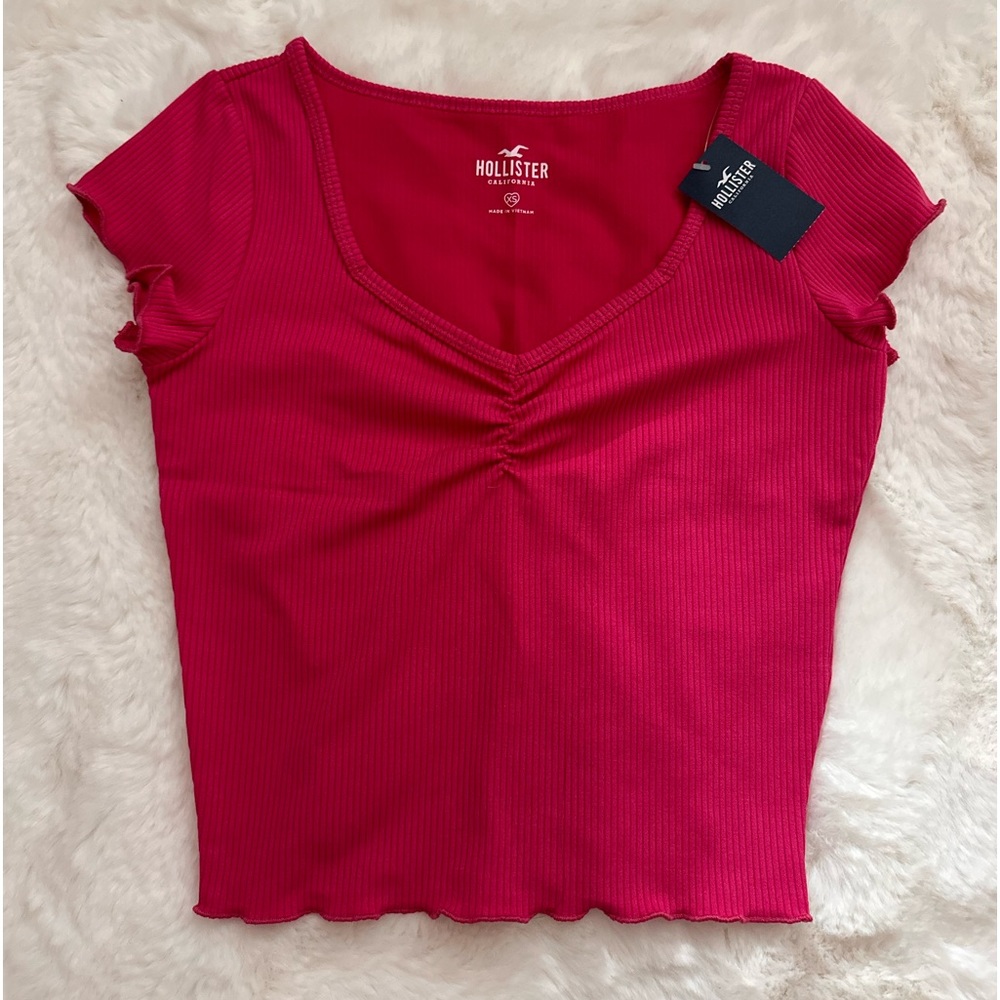 Hollister Pink Ribbed Crop Top